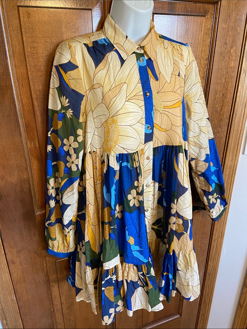 Sézane x Farm Rio Hilma Shirt Dress "Floral Mandacaru" print MIDI Size 2 - Picture 5 of 14